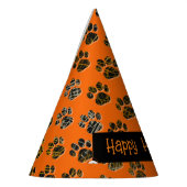 Chapeaux De Fètes Animal Paw Silhouette Happy Halloween Orange (Gauche)