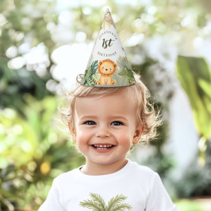 Chapeaux De Fètes Animaux de la Jungle Premier Anniversaire  