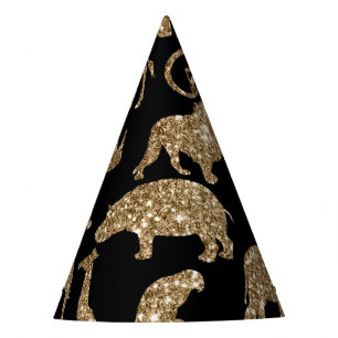 Chapeaux De Fètes Animaux Sauvages Safari Élégant Paillettes Dorées
