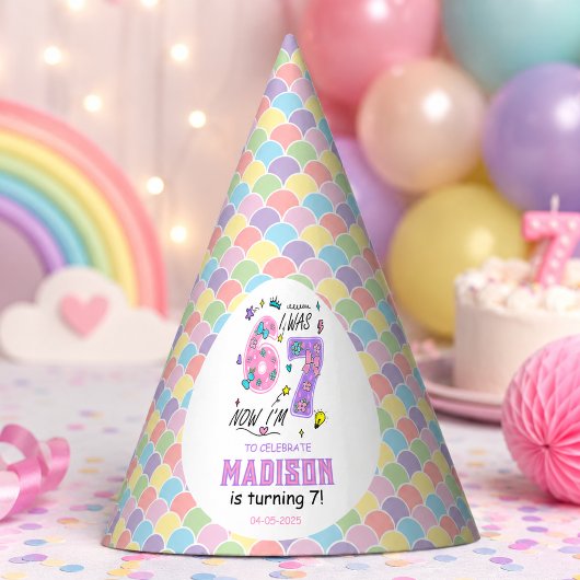 Chapeaux De Fètes Anniversaire arc-en-ciel 7 ans | J'avais 6 ans, ma