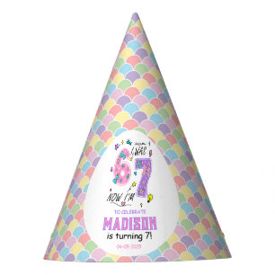 Chapeaux De Fètes Anniversaire arc-en-ciel 7 ans J'avais 6 ans, ma
