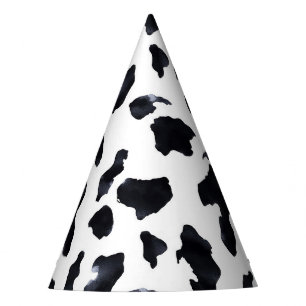 Chapeaux De Fètes Anniversaire d'animal à impression vache noir blan