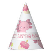 Chapeaux De Fètes Anniversaire de enfant Cartoon Axolotl rose mignon (Devant)
