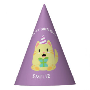 Chapeaux De Fètes Anniversaire de enfant jaune mignon de chat