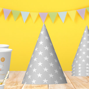 Chapeaux De Fètes Anniversaire de enfant Motif étoile gris neutre