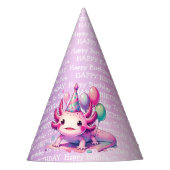 Chapeaux De Fètes Anniversaire de mignonne Anime Axolotl rose et vio (Devant)