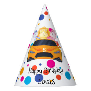 Chapeaux De Fètes Anniversaire Dinosaur race voiture garçon course j