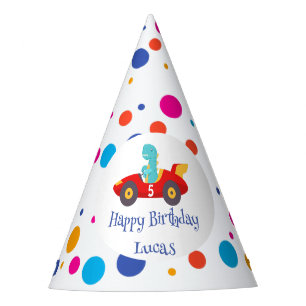Chapeaux De Fètes Anniversaire Dinosaur race voiture garçon course r