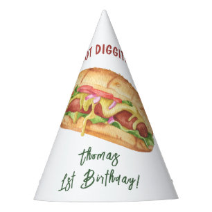 Chapeaux De Fètes Anniversaire Enfants Hot Dog Aquarelle