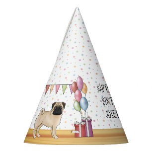 Chapeaux De Fètes Anniversaire Fawn Pug Chien Pastels Colorés
