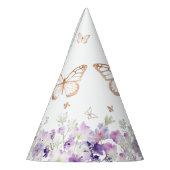 Chapeaux De Fètes Anniversaire fleuri violet papillon d'or (Gauche)