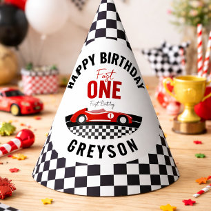 Chapeaux De Fètes Anniversaire Garçon 1 an - Voiture de Course Rapid