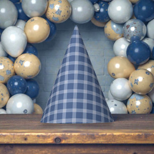 Chapeaux De Fètes Anniversaire gingham bleu enfant