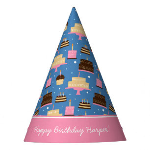 Chapeaux De Fètes Anniversaire Motif de gâteaux Nom personnalisé + S