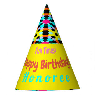 Chapeaux De Fètes Anniversaire Personnalisé Jaune et Aqua