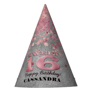 Chapeaux De Fètes Anniversaire seize ans   Parties scintillant argen