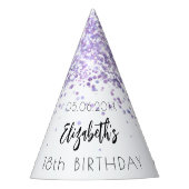Chapeaux De Fètes Anniversaire violet blanc étincelles (Devant)