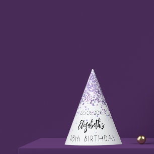 Chapeaux De Fètes Anniversaire violet blanc étincelles