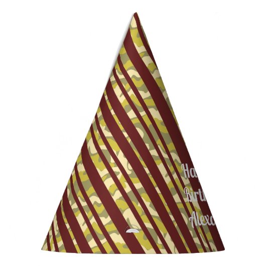 Chapeaux De Fètes Any Age Happy Birthday Rustic Stripe Pattern (Gauche)