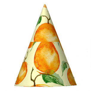 Chapeaux De Fètes Aquarelle agrumes, motif tropical.