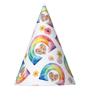 Chapeaux De Fètes Aquarelle arc-en-ciel Floral Casquette fête d'anni