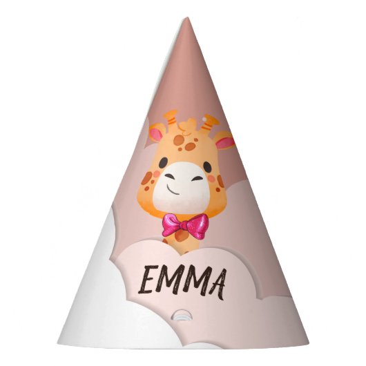 Chapeaux De Fètes Aquarelle bébé Giraffe, Safari Animaux Anniversair (Gauche)