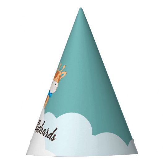 Chapeaux De Fètes Aquarelle bébé Giraffe, Safari Twins Anniversaire (Devant)