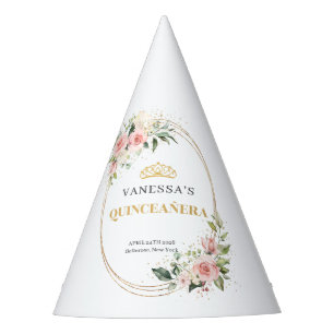 Chapeaux De Fètes Aquarelle Blush rose eucalyptus or Quinceanera
