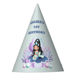 Chapeaux De Fètes Aquarelle de sirène magique 1er anniversaire