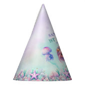 Chapeaux De Fètes Aquarelle de sirène violet turquoise 1er anniversa (Gauche)
