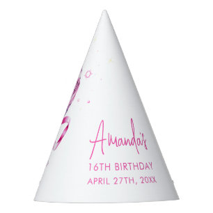 Chapeaux De Fètes Aquarelle Disco Rose Coquette Sweet 16 Anniversair