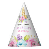 Chapeaux De Fètes Aquarelle Floral Unicorne Anniversaire (Devant)