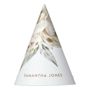 Chapeaux De Fètes Aquarelle florale minimaliste moderne Peonie blanc