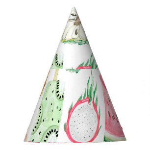 Chapeaux De Fètes Aquarelle fruits tropicaux, glace motif.