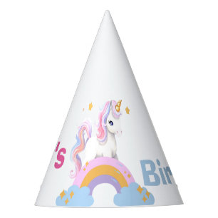 Chapeaux De Fètes Aquarelle magique mignonne Rainbow Unicorn Anniver