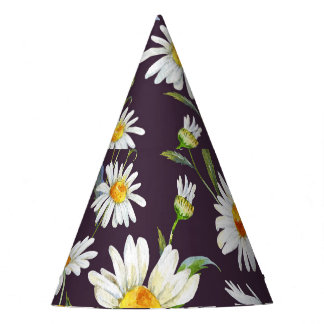 Chapeaux De Fètes Aquarelle Marguerite : Floral Sans Fin Sombre