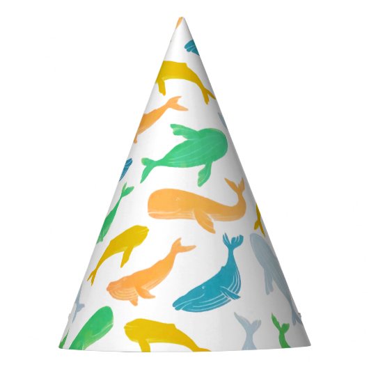 Chapeaux De Fètes Aquarelle marine de baleine de l'océan Pacifique (Devant)