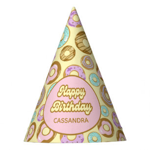 Chapeaux De Fètes Aquarelle mignonne Pastel Saupoudrer Donut Jaune