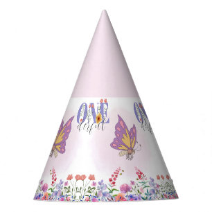 Chapeaux De Fètes Aquarelle Papillon et abeilles Fleur sauvage viole