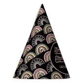 Chapeaux De Fètes Aquarelle Pastel Boho Rainbow Love Black (Gauche)