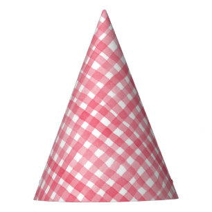 Chapeaux De Fètes Aquarelle rouge Plaid Motifs fête d'anniversaire C