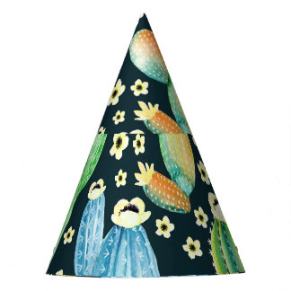 Chapeaux De Fètes Aquarelle Succulente Cactus Motif Floral