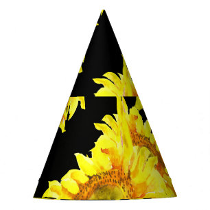 Chapeaux De Fètes Aquarelle tournesol noir sans couture Motif