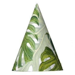 Chapeaux De Fètes Aquarelle tropicale de Monstera verte
