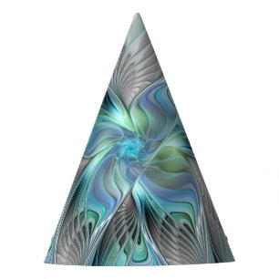 Chapeaux De Fètes Art abstrait papillon bleu vert fantasy fractal