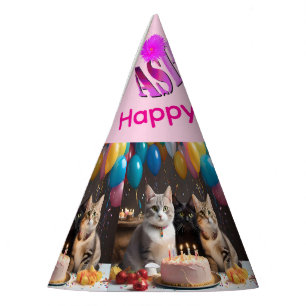Chapeaux De Fètes Ashley Nom Avec Fête D'anniversaire Chats,