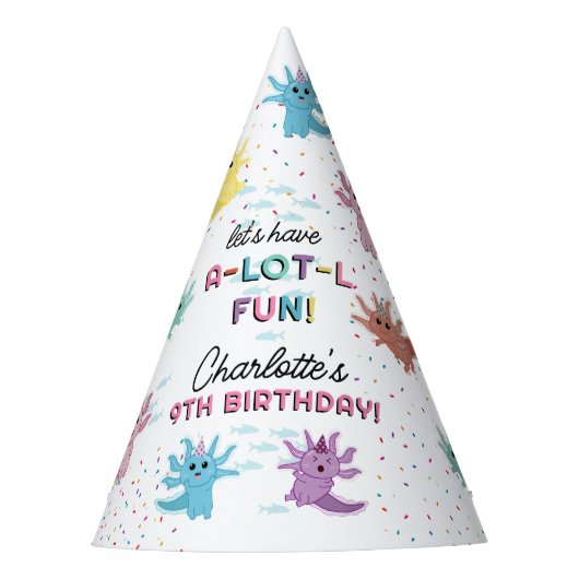 Chapeaux De Fètes Axolotl Kids Cute Salamander Anniversaire (Devant)