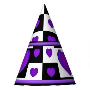Chapeaux De Fètes B&W Purple Hearts Beating