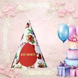 Chapeaux De Fètes Baby shower moderne Red Strawberry Blue Berry Swee
