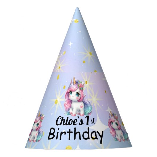 Chapeaux De Fètes Baby Unicorn cardboard party hats (Devant)